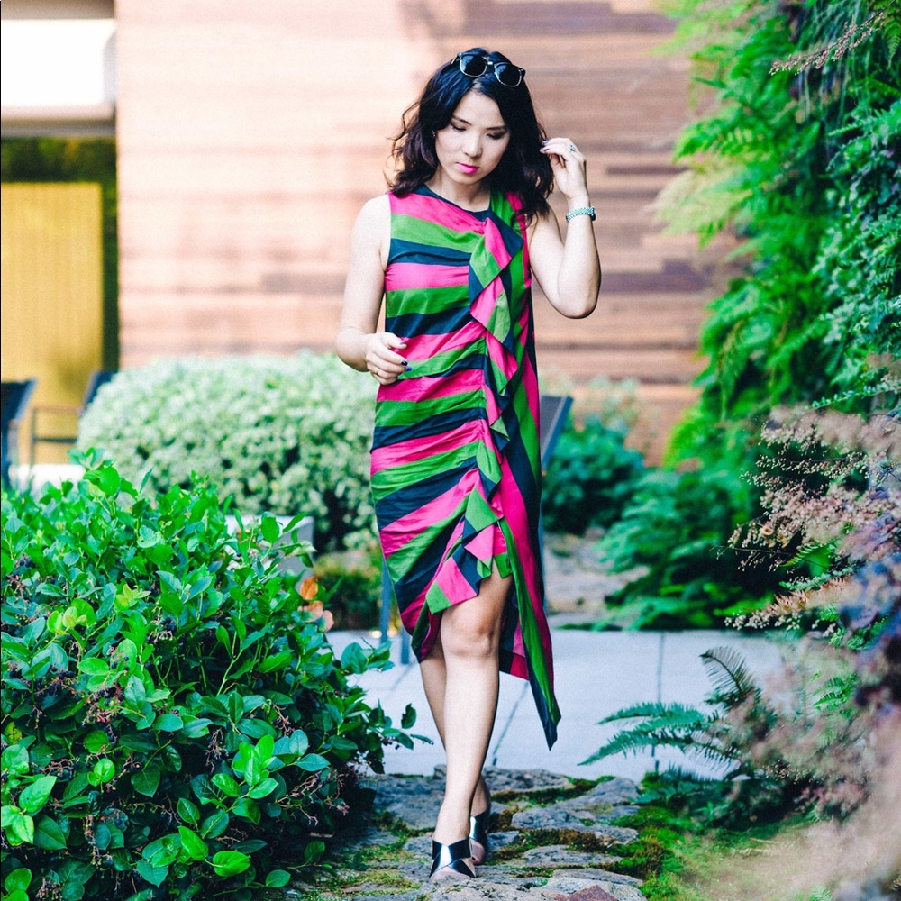 Designer ISA ARFEN asymmetrical dress